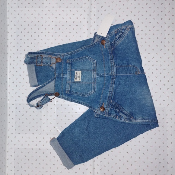 OSHKOSH B'GOSH: Girl's / Toddlers YELLOW BUTTERFLY 100% Cotton Shortall Overalls - Picture 4 of 4